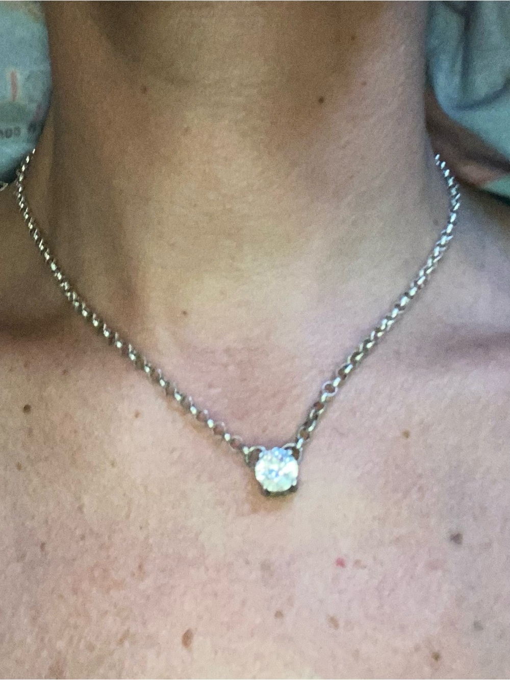 1kt Cubic zirconia Sterling Silver Pendant Necklace Solitaire  - Silver 925 - Picture 2 of 5